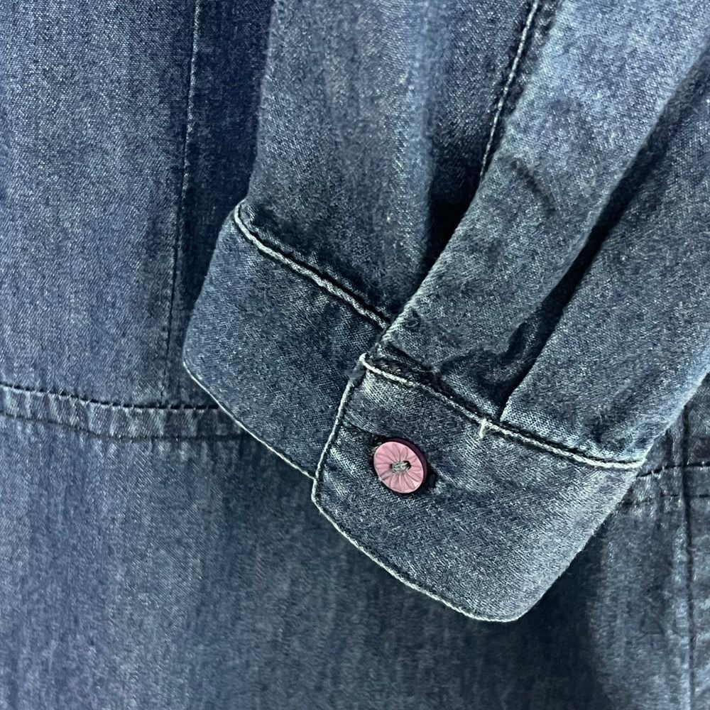 The Territory Ahead 10 Shirt Dress Chambray Vintage Ruffle Front Button Western - Picture 13 of 13